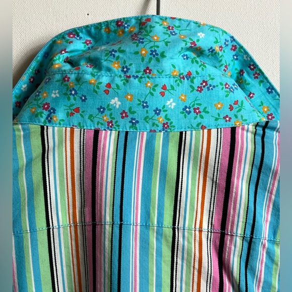 Shirtales Women’s Blouse Striped Ribbon Collar Flip Cuff Size M Long Sleeve - Picture 4 of 13